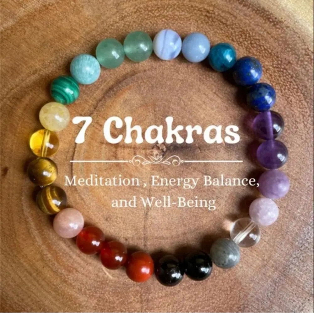 healing 7 chakra beads Stratchy Bracelet yoga stone
